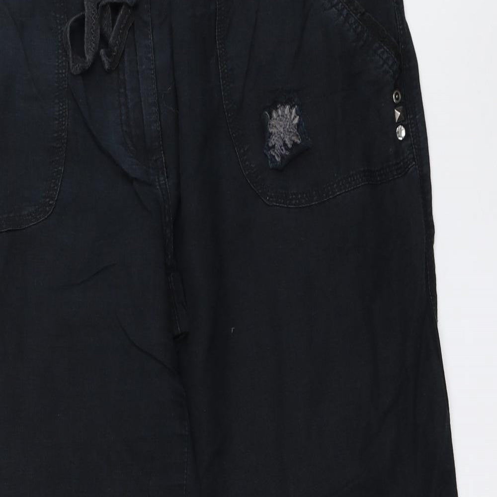 Evans Womens Black   Trousers  Size 16 L28.5 in