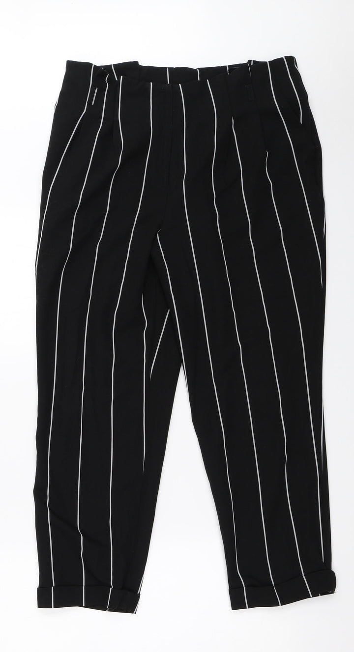 Miss Selfridge Womens Black Striped Trousers Size 12 L25 in