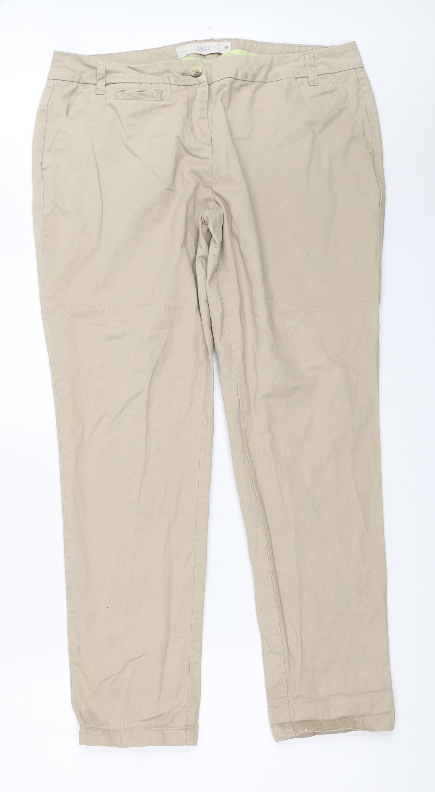 NEXT Womens Beige   Chino Trousers Size 16 L30 in