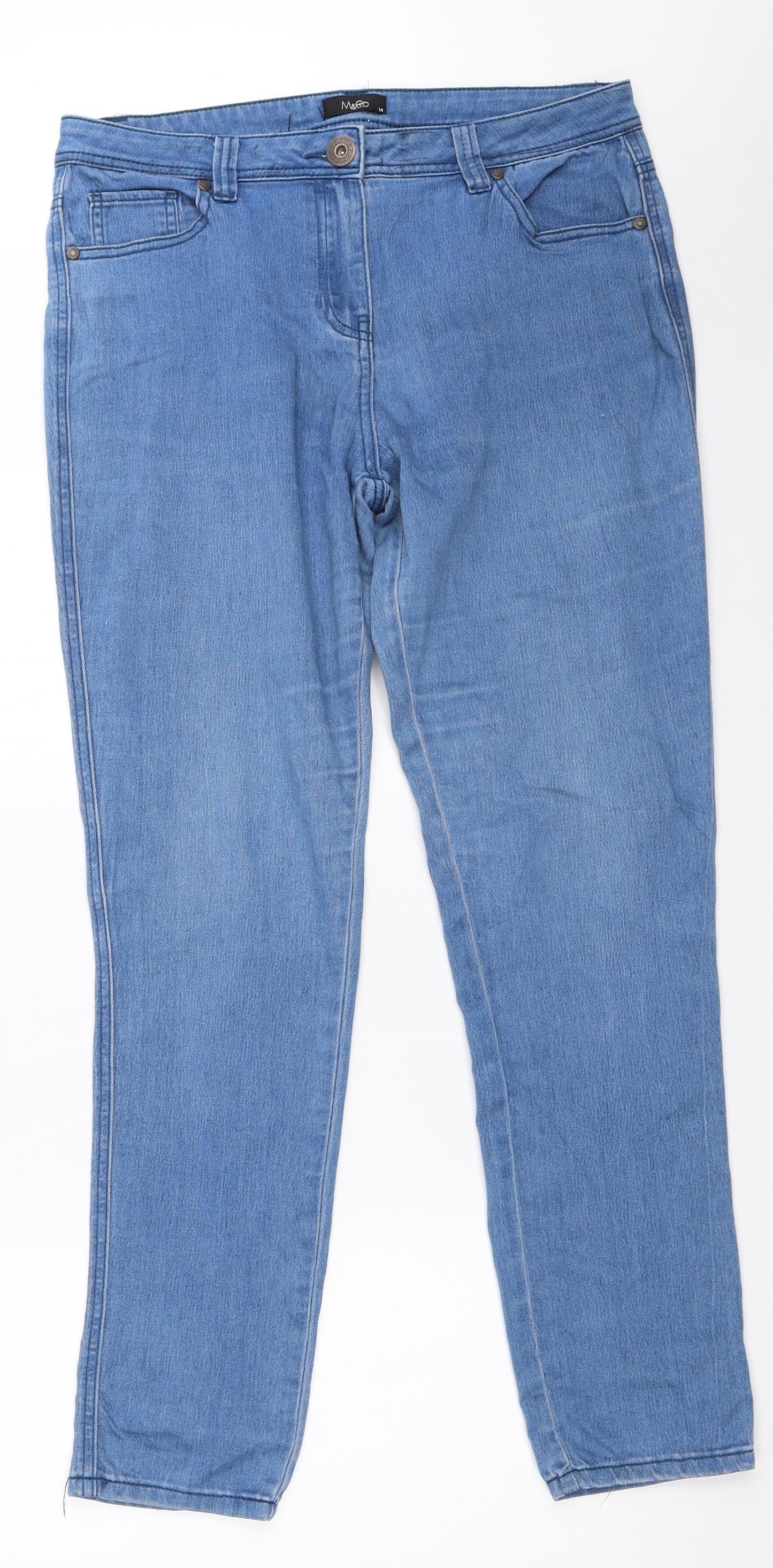 M&Co Womens Blue   Skinny Jeans Size 14 L30 in
