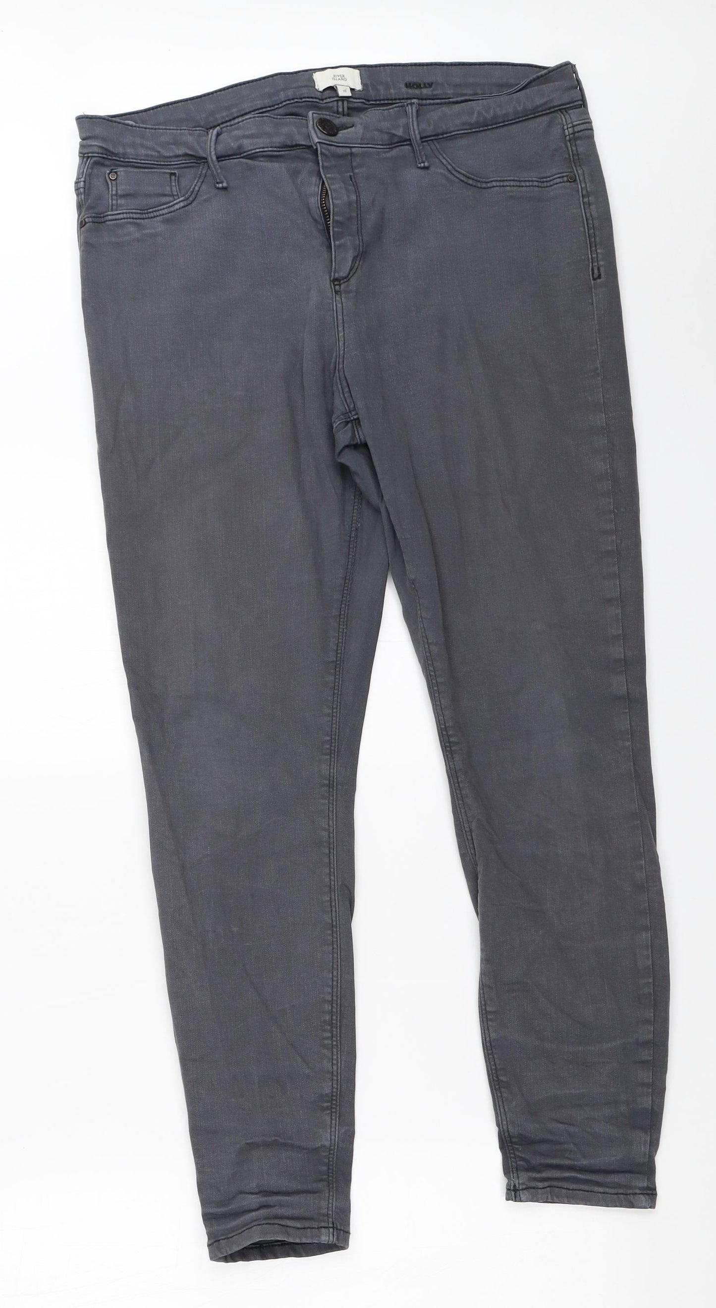 River Island Womens Grey   Skinny Jeans Size 16 L26 in