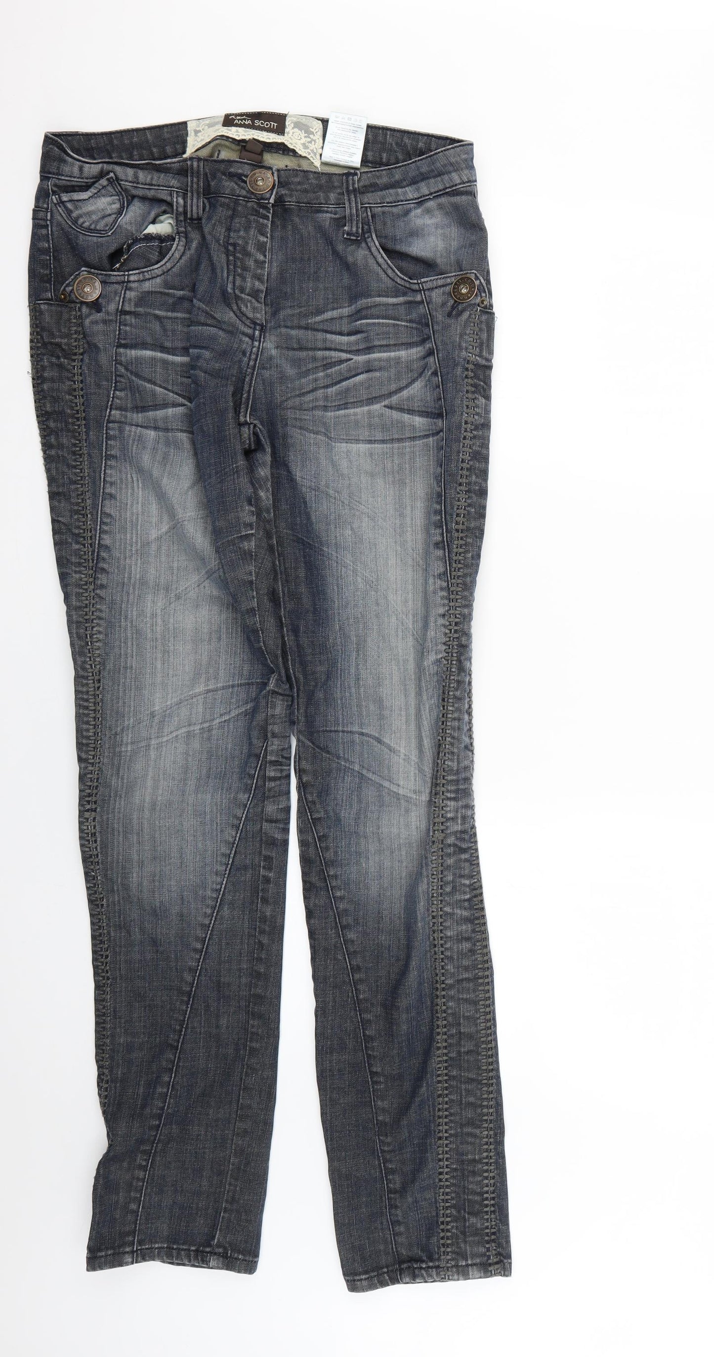 anna scott Womens Grey   Straight Jeans Size 16 L30 in