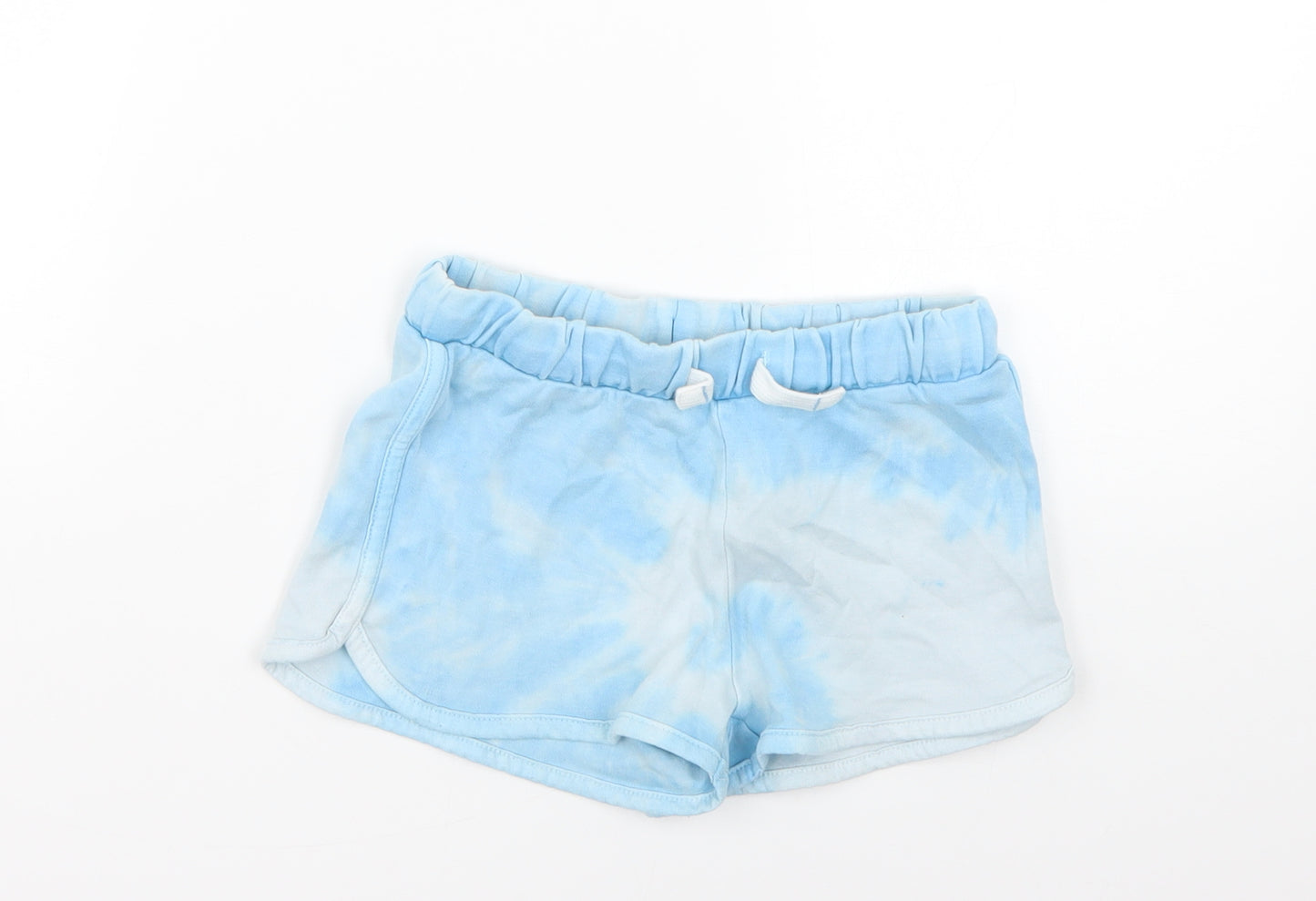 Marks and Spencer Girls Blue Geometric  Sweat Shorts Size 6-7 Years