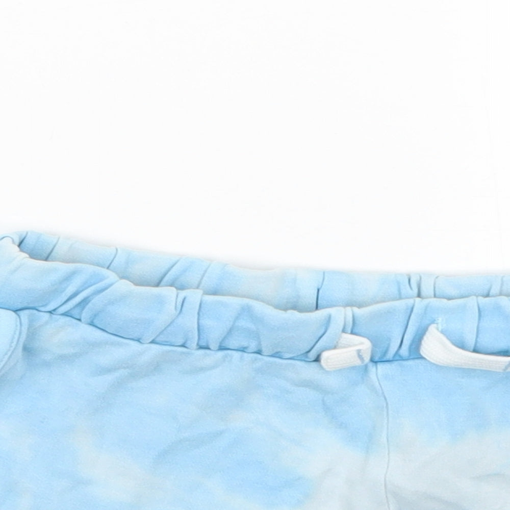 Marks and Spencer Girls Blue Geometric  Sweat Shorts Size 6-7 Years