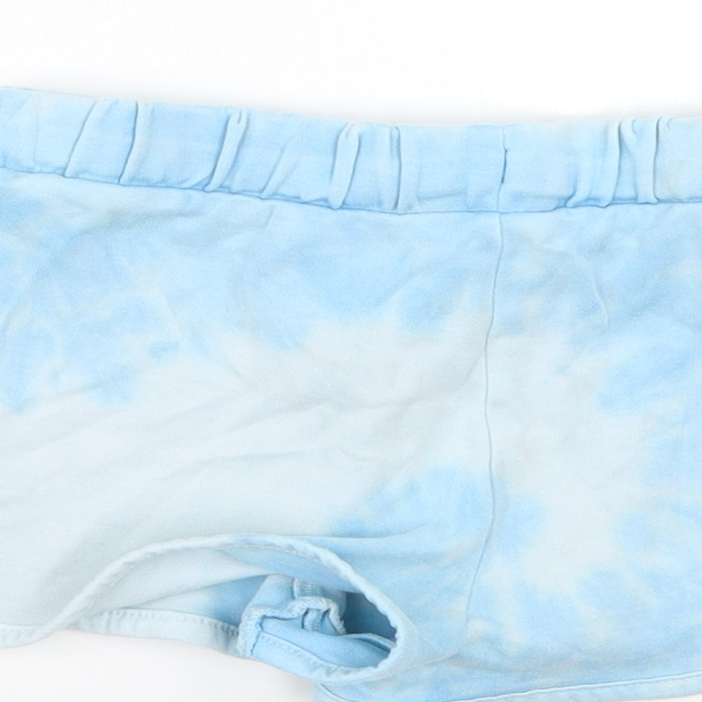Marks and Spencer Girls Blue Geometric  Sweat Shorts Size 6-7 Years
