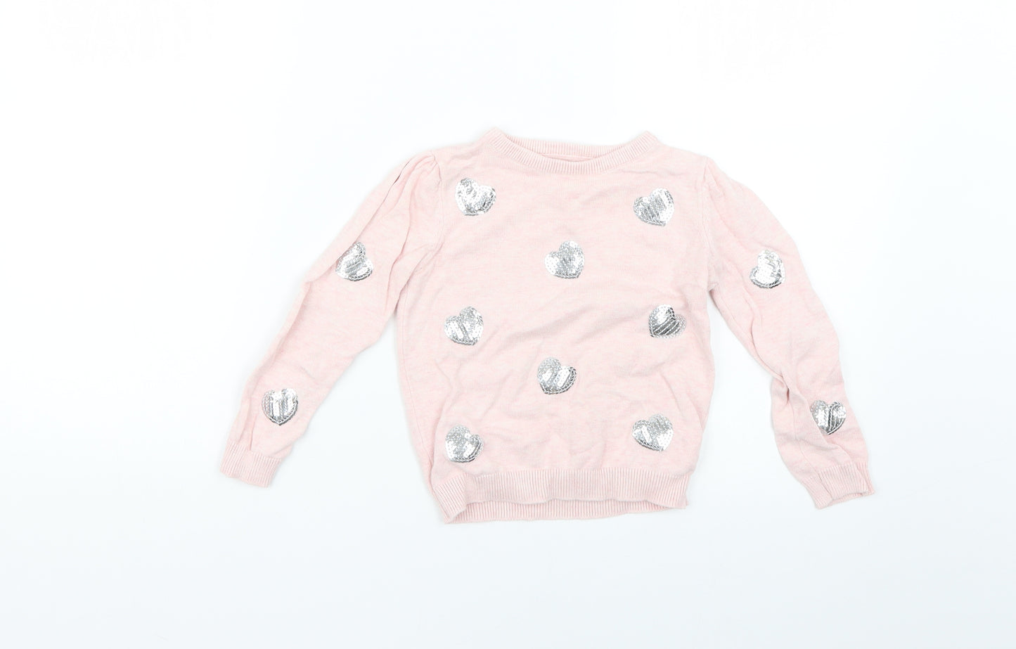 Young Dimension Girls Pink Geometric  Pullover Jumper Size 4-5 Years