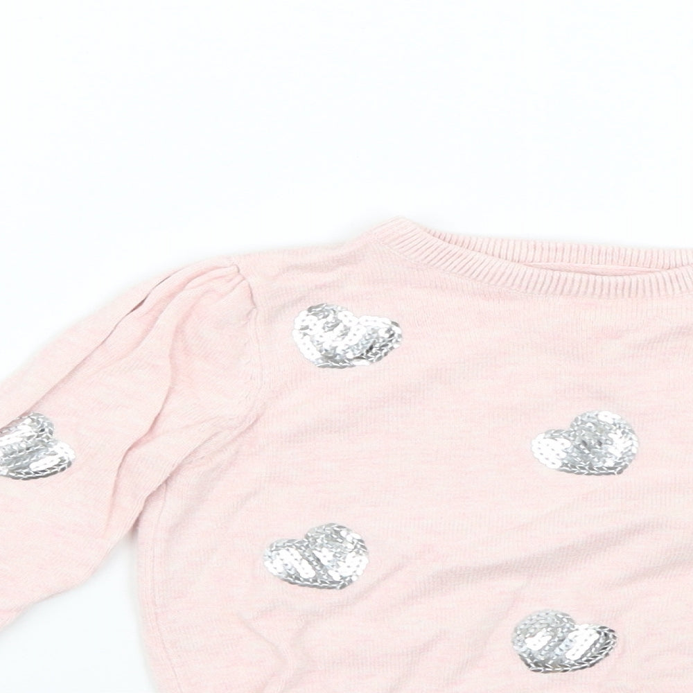 Young Dimension Girls Pink Geometric  Pullover Jumper Size 4-5 Years