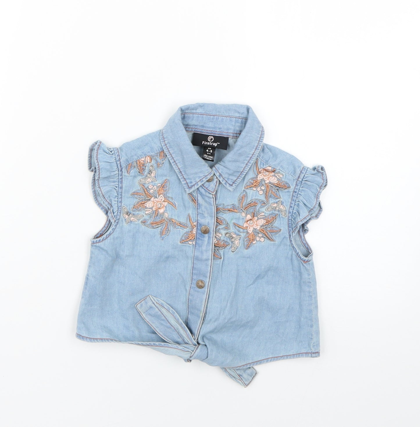 Firetrap Girls Blue Floral  Basic Blouse Size 4-5 Years
