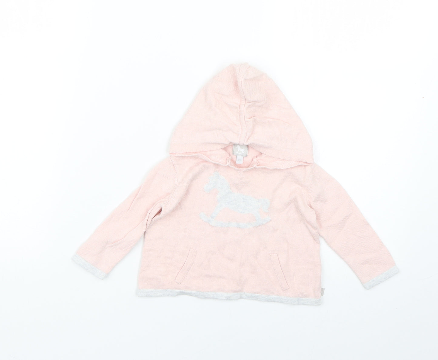 Preworn Baby Pink Geometric  Pullover Jumper Size 3-6 Months