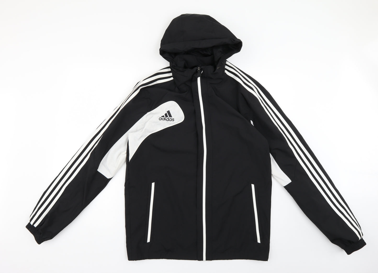 adidas Mens Black Striped  Rain Coat Jacket Size 36