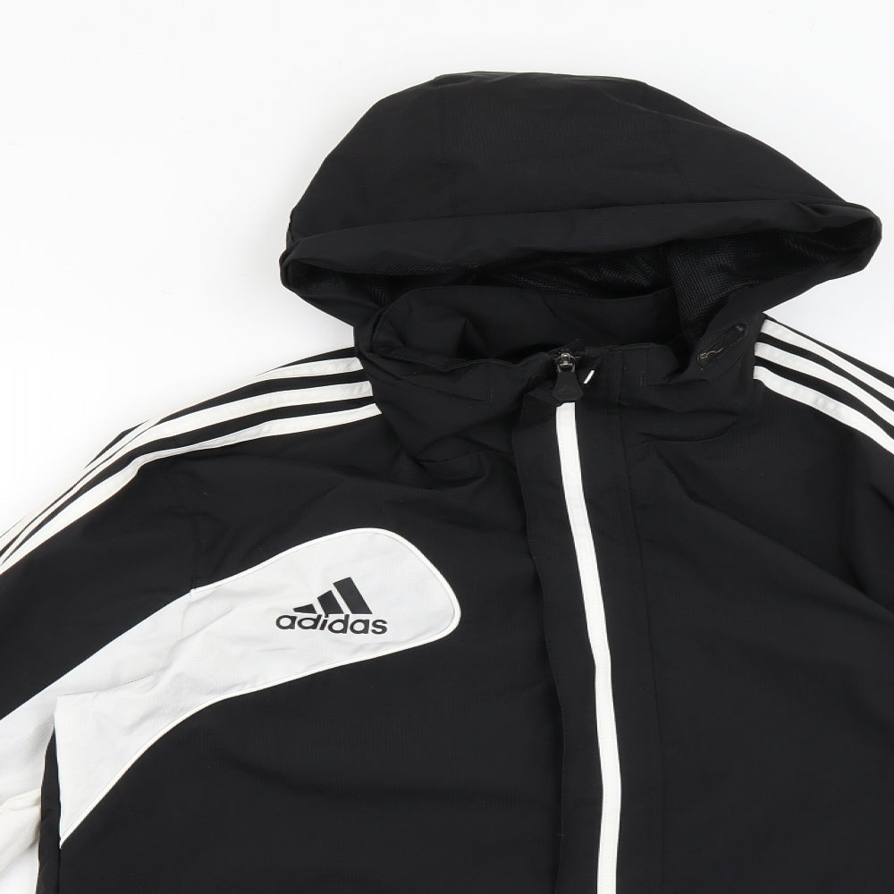 adidas Mens Black Striped  Rain Coat Jacket Size 36