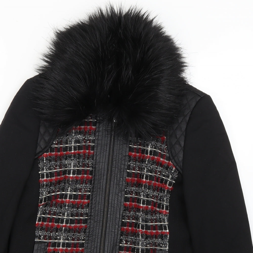 TUZZI Womens Black Geometric  Jacket Coat Size 10