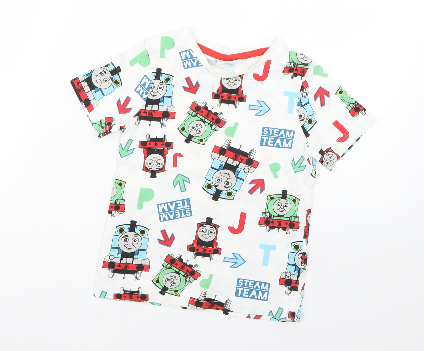 TU Boys White Geometric  Basic T-Shirt Size 2-3 Years