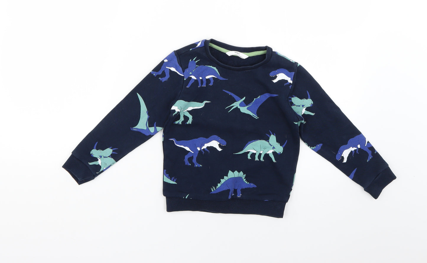 Marks and Spencer Boys Blue Geometric  Pullover Jumper Size 3-4 Years