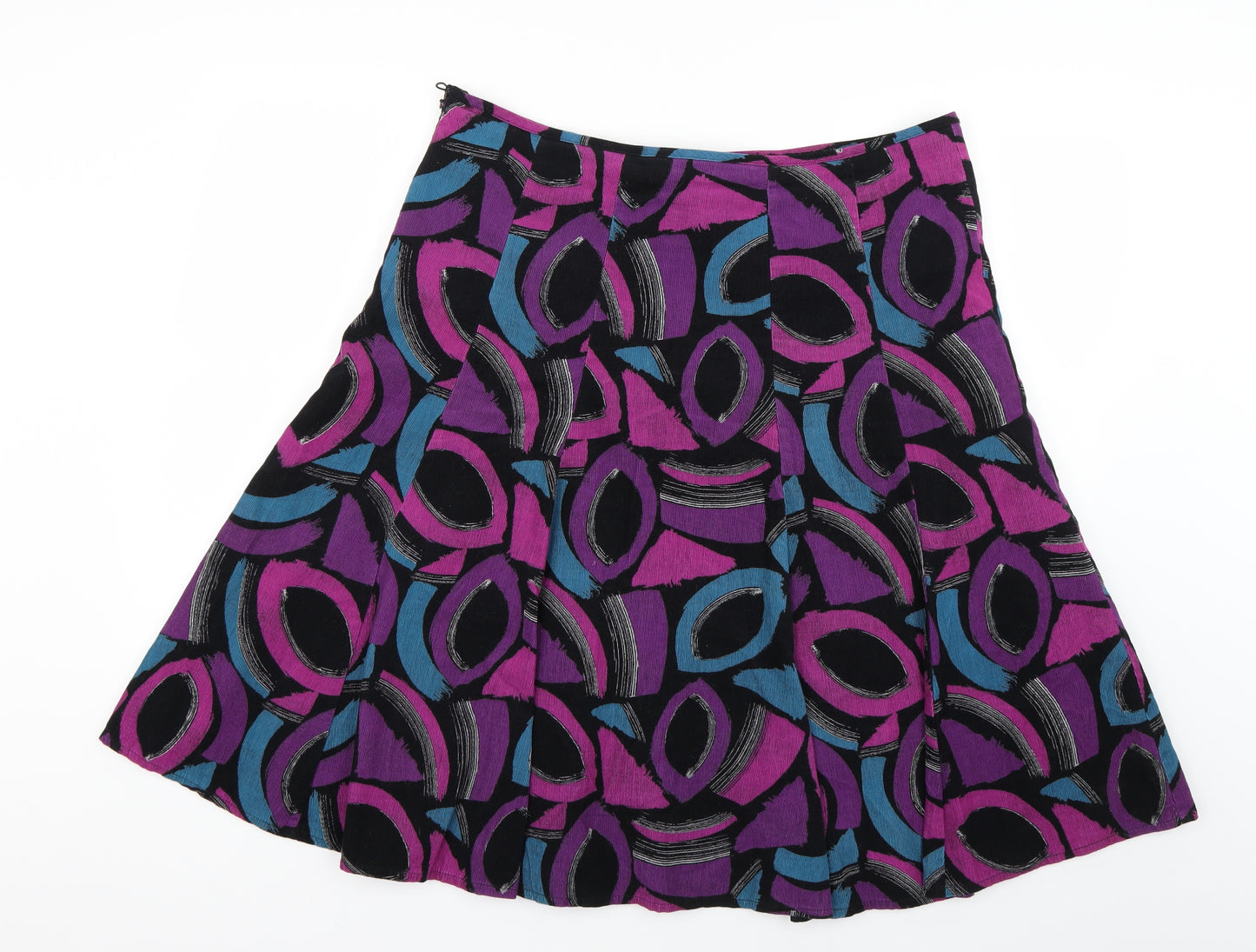 M&Co Womens Multicoloured Geometric  Flare Skirt Size 16