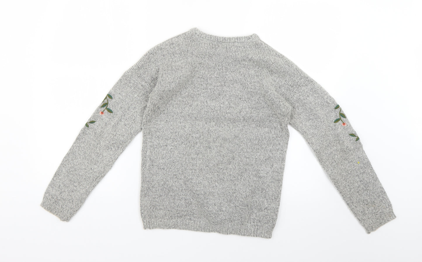 Primark Girls Grey Floral  Pullover Jumper Size 11-12 Years