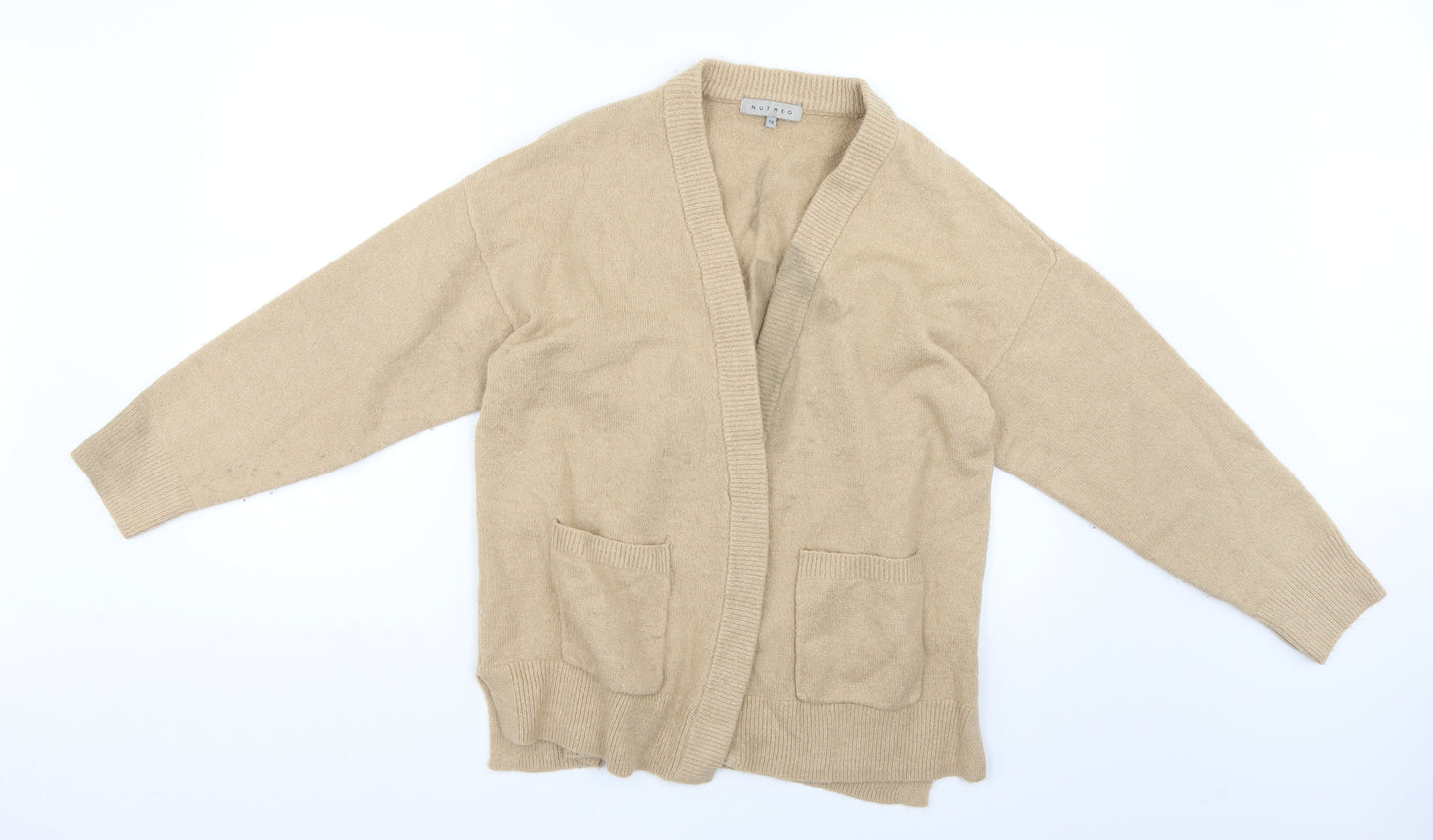 Nutmeg Womens Beige   Cardigan Jumper Size 16