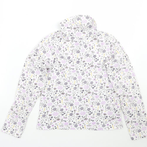 hullabaloo Girls White Floral  Basic T-Shirt Size 9-10 Years