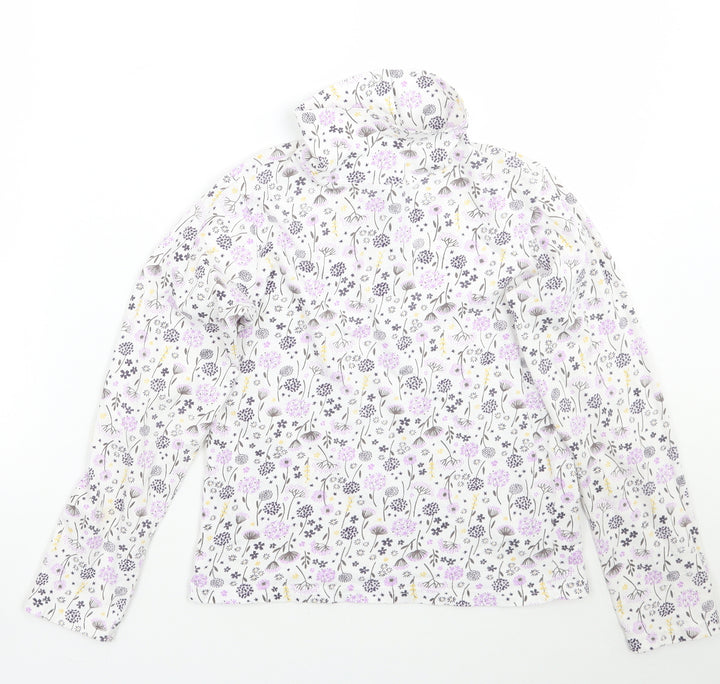 hullabaloo Girls White Floral Basic T-Shirt Size 9-10 Years