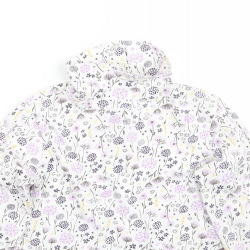 hullabaloo Girls White Floral  Basic T-Shirt Size 9-10 Years