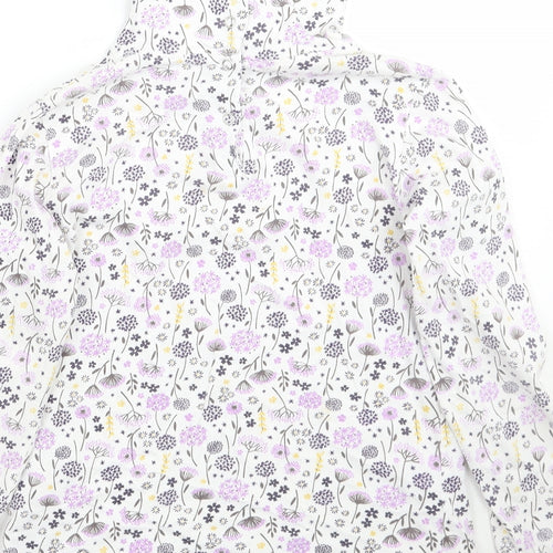 hullabaloo Girls White Floral  Basic T-Shirt Size 9-10 Years