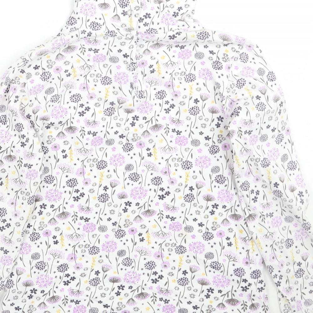 hullabaloo Girls White Floral  Basic T-Shirt Size 9-10 Years