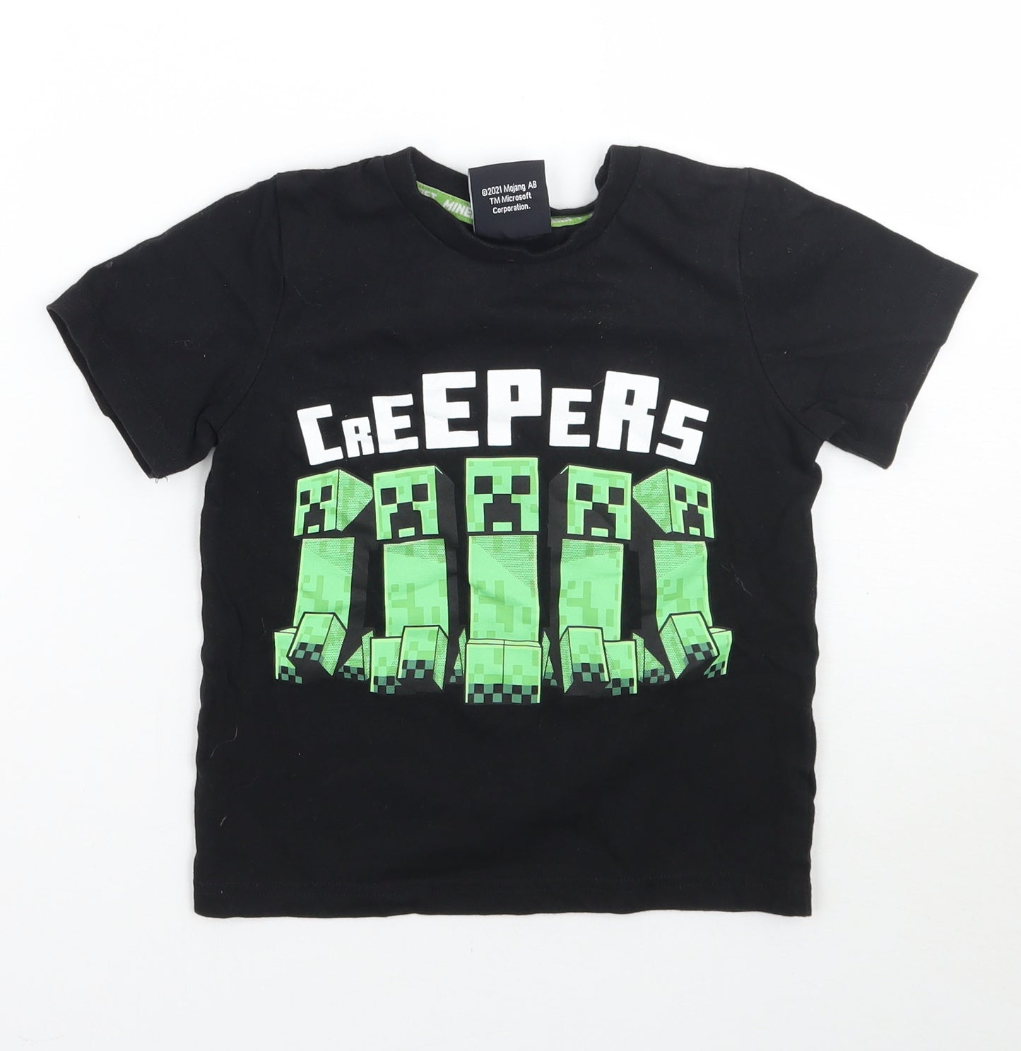 Mojang Boys Black Geometric  Basic T-Shirt Size 5-6 Years  - Minecraft