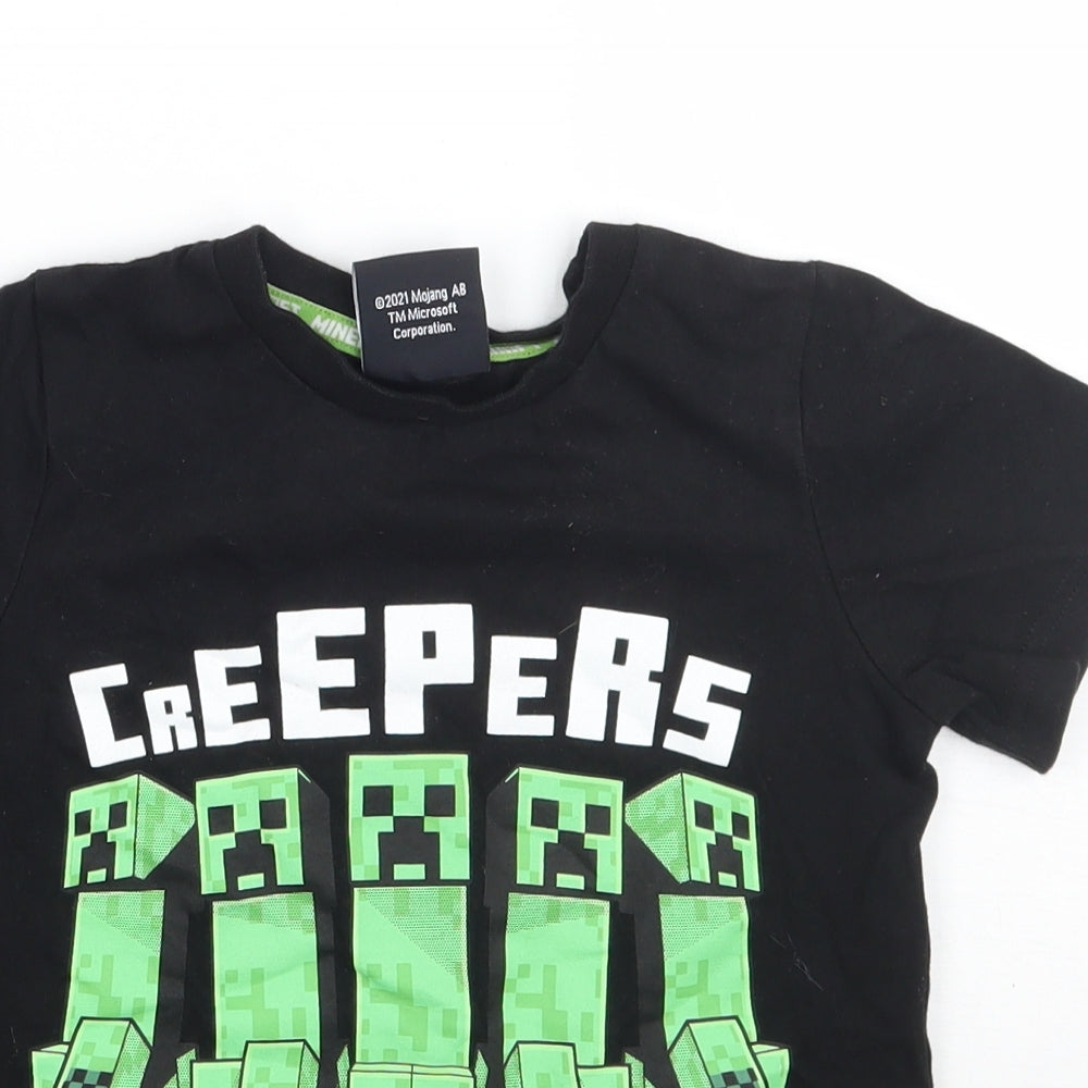 Mojang Boys Black Geometric  Basic T-Shirt Size 5-6 Years  - Minecraft