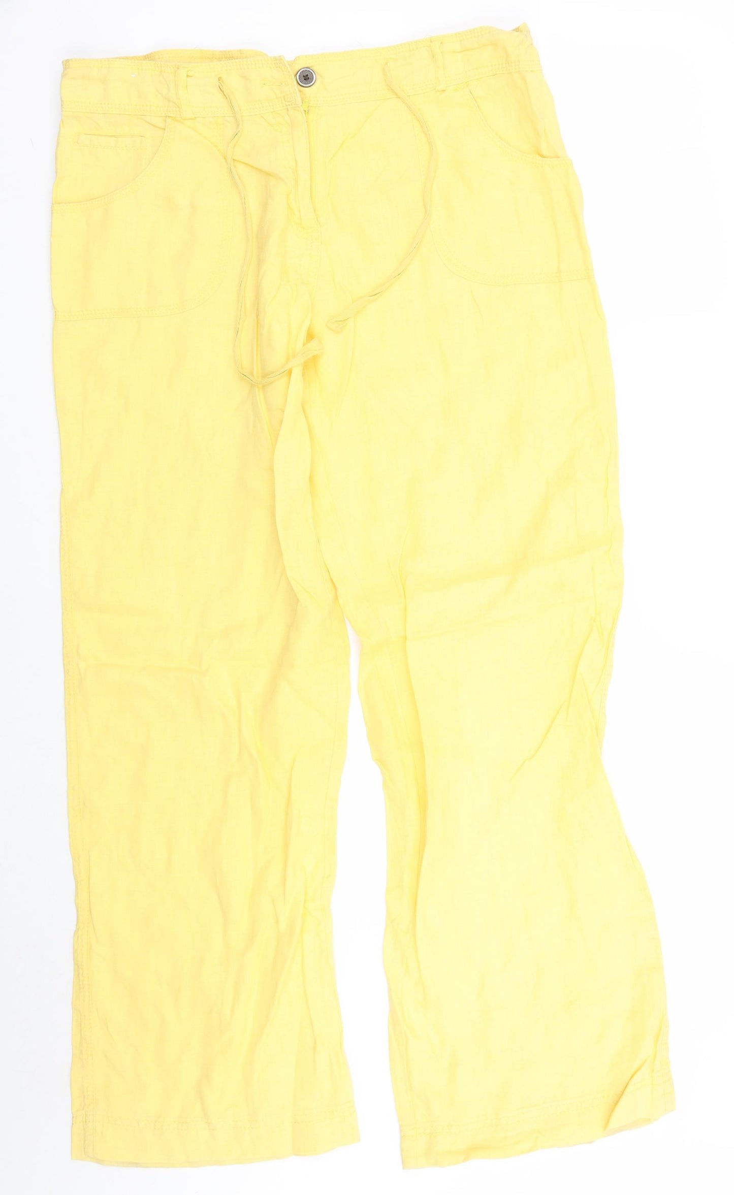 Denim & Co. Womens Yellow   Trousers  Size 12 L30 in