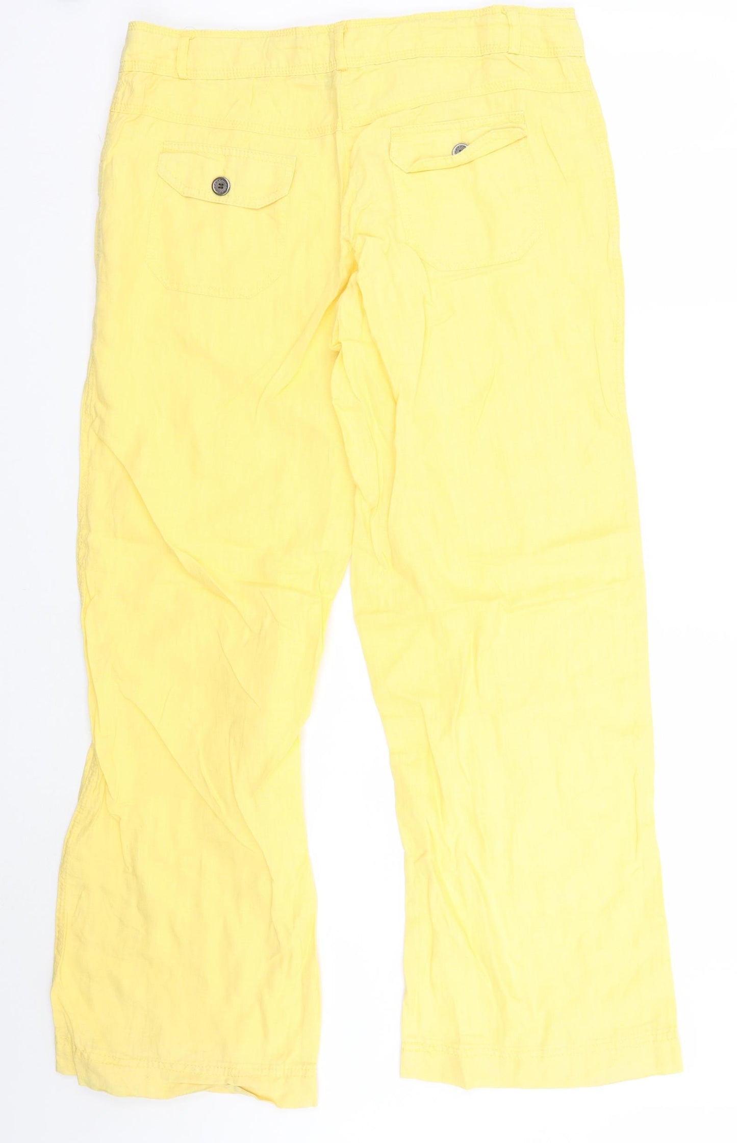 Denim & Co. Womens Yellow   Trousers  Size 12 L30 in