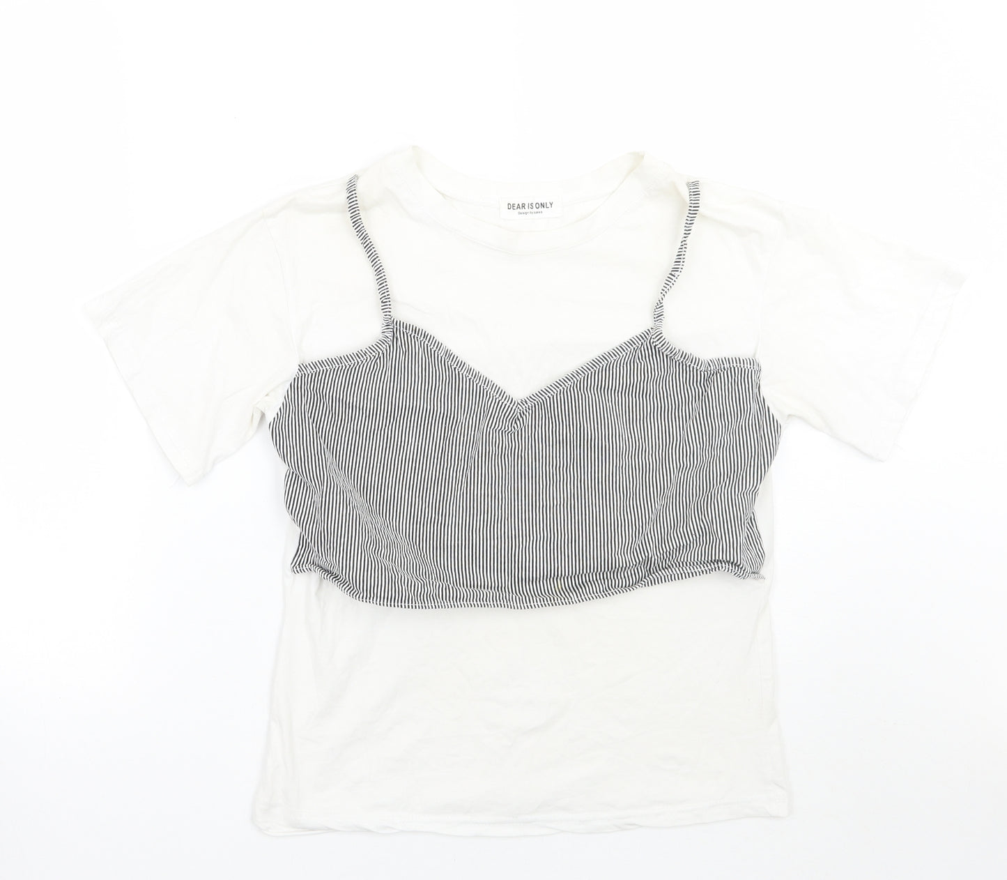 Dear is only Womens White   Basic T-Shirt Size S