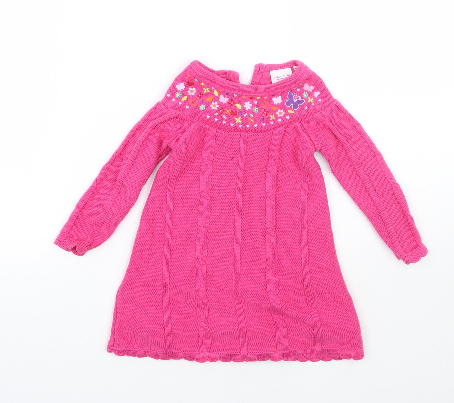 Butterfly Girls Pink Floral  A-Line  Size 9-12 Months