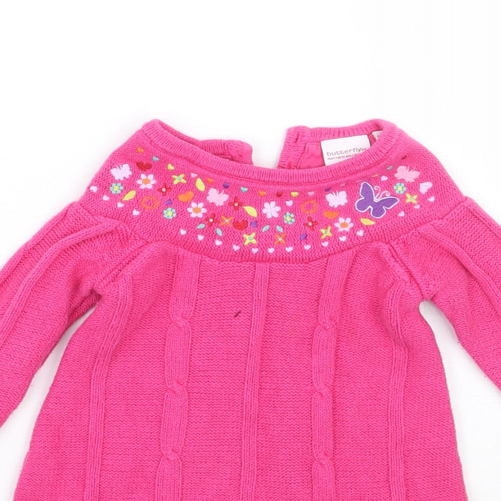 Butterfly Girls Pink Floral  A-Line  Size 9-12 Months