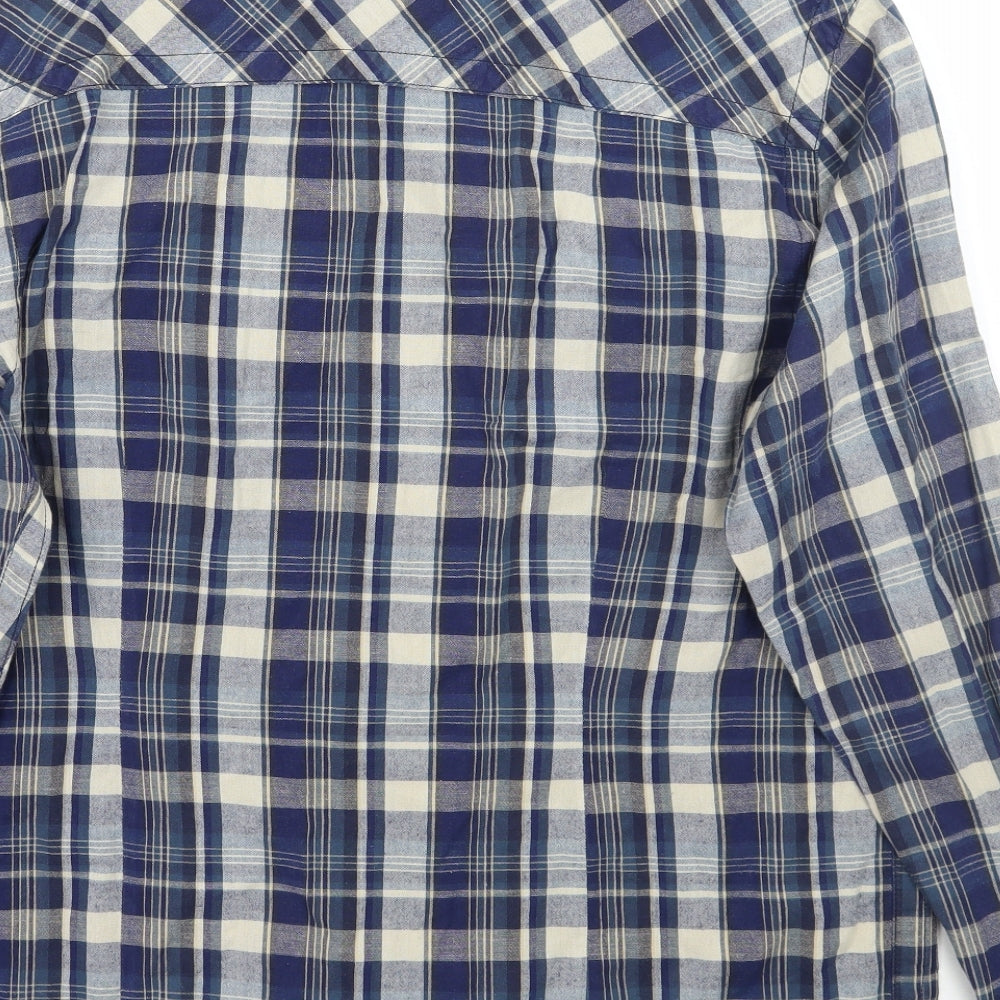 Wrangler Mens Blue Check   Button-Up Size 2XL