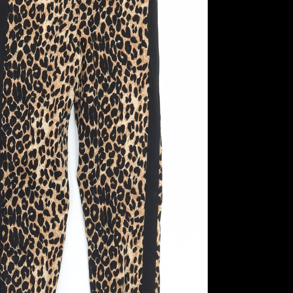 Primark Girls Brown Animal Print  Jegging Trousers Size 9 Years