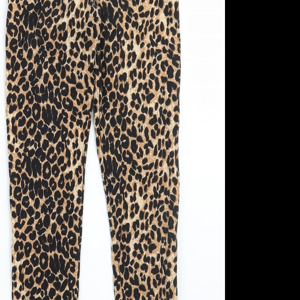 Primark Girls Brown Animal Print  Jegging Trousers Size 9 Years