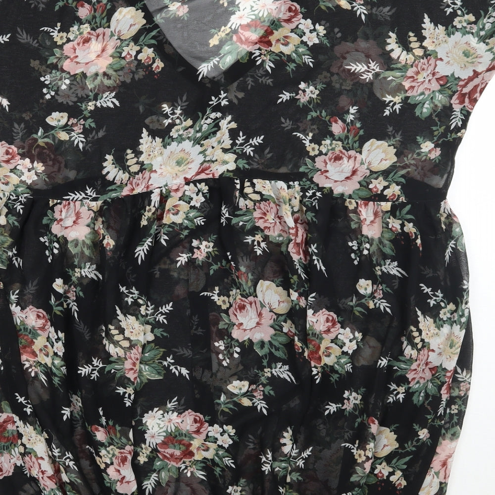 ASOS Womens Black Floral  A-Line  Size 16