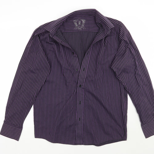 Cedar Wood State Mens Purple Striped   Button-Up Size L
