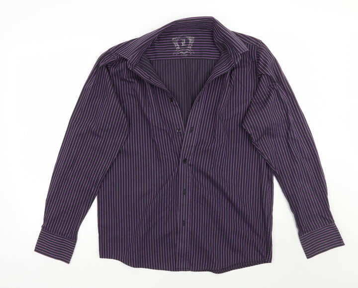 Cedar Wood State Mens Purple Striped   Button-Up Size L