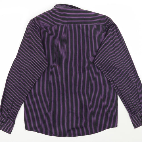 Cedar Wood State Mens Purple Striped   Button-Up Size L