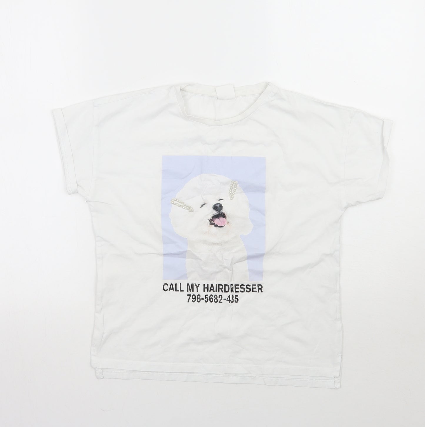 Zar Girls White   Basic T-Shirt Size 10 Years