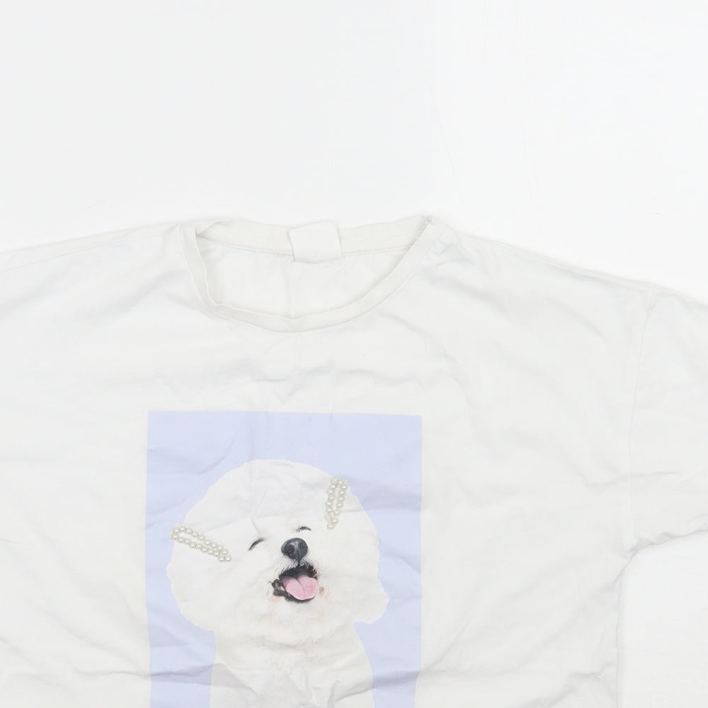 Zar Girls White   Basic T-Shirt Size 10 Years