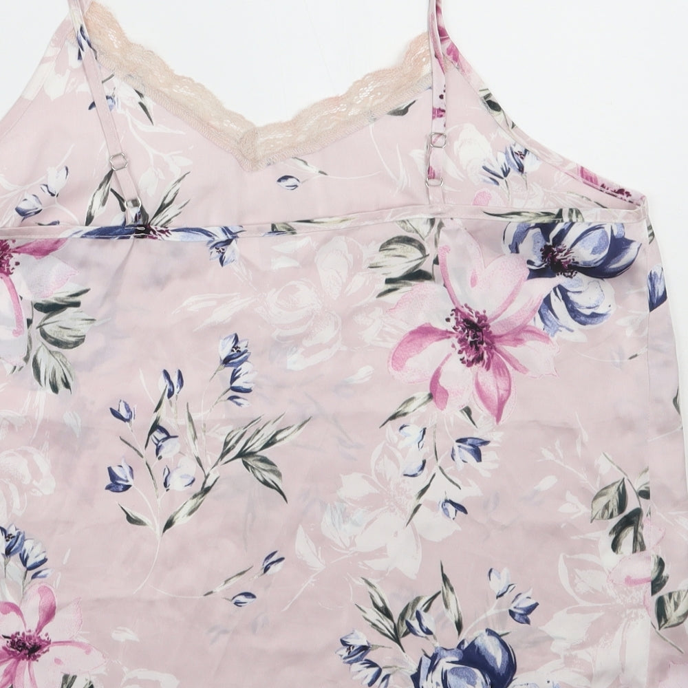 Secret Posessions Womens Pink Floral  Basic Tank Size 12