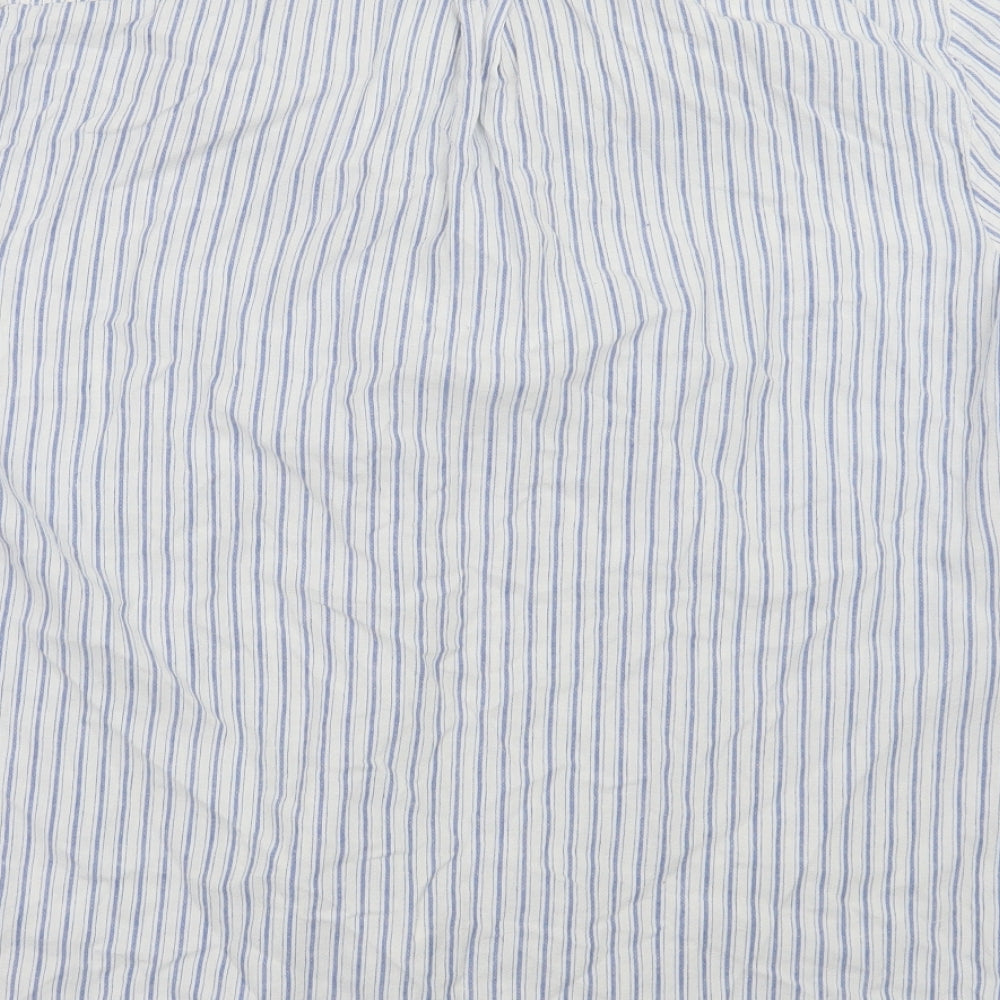 Crew Clothing Mens Blue Striped   Button-Up Size L