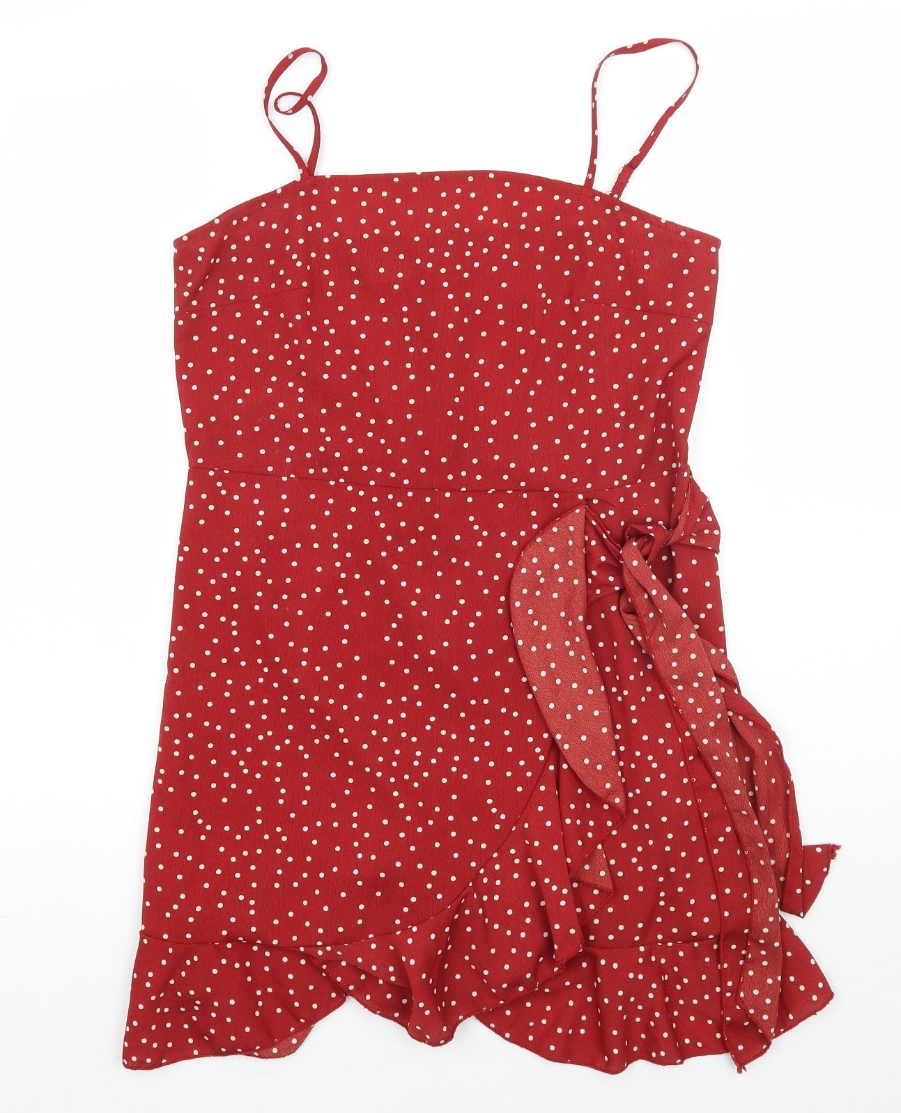 Preworn Womens Red Polka Dot Rayon A-Line  Size M