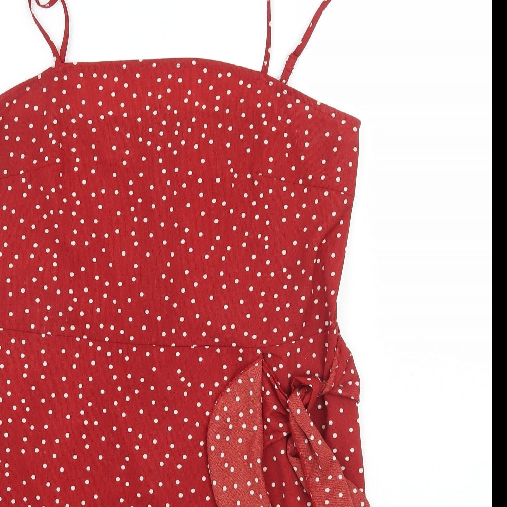 Preworn Womens Red Polka Dot Rayon A-Line  Size M