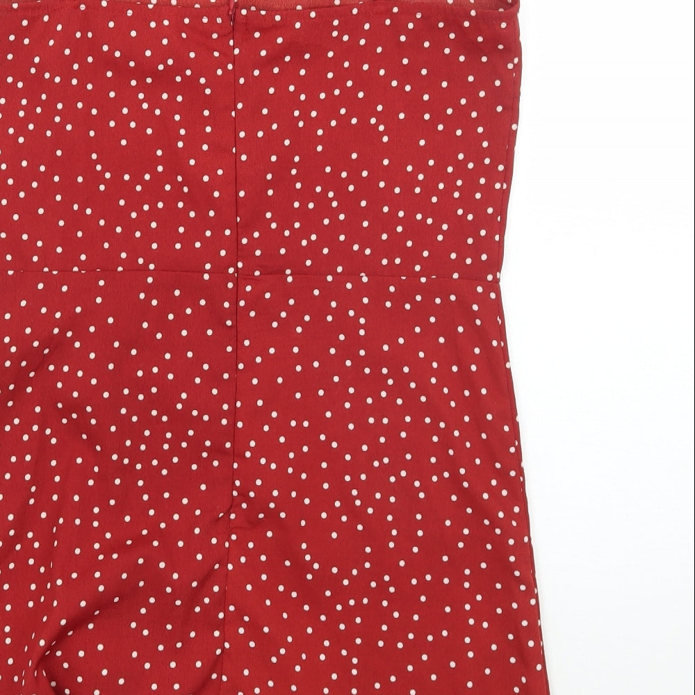 Preworn Womens Red Polka Dot Rayon A-Line  Size M