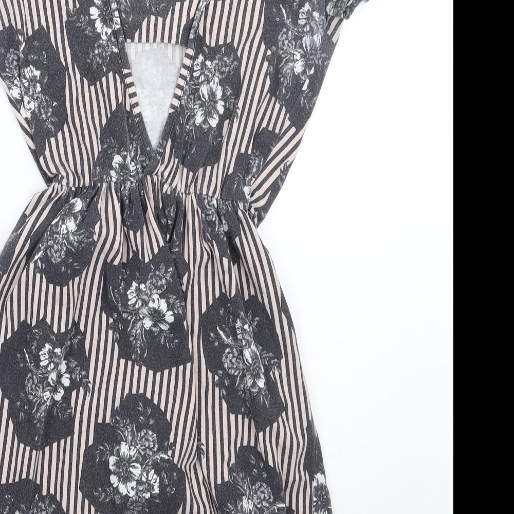 Topshop Womens Beige Floral  A-Line  Size 6