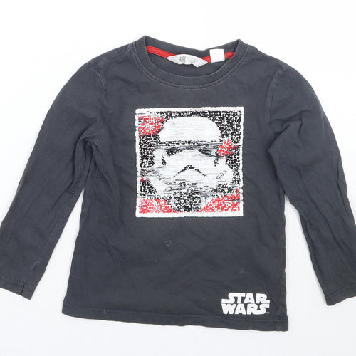 H&M Boys Grey   Basic T-Shirt Size 5 Years  - Starwars