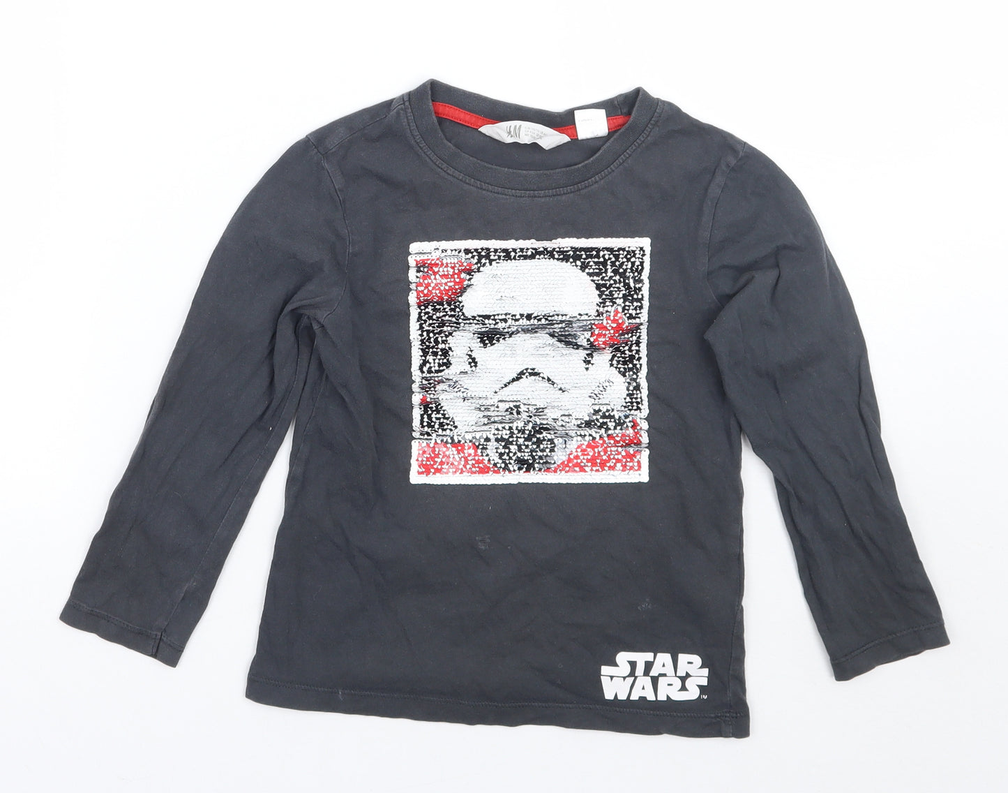 H&M Boys Grey   Basic T-Shirt Size 5 Years  - Starwars